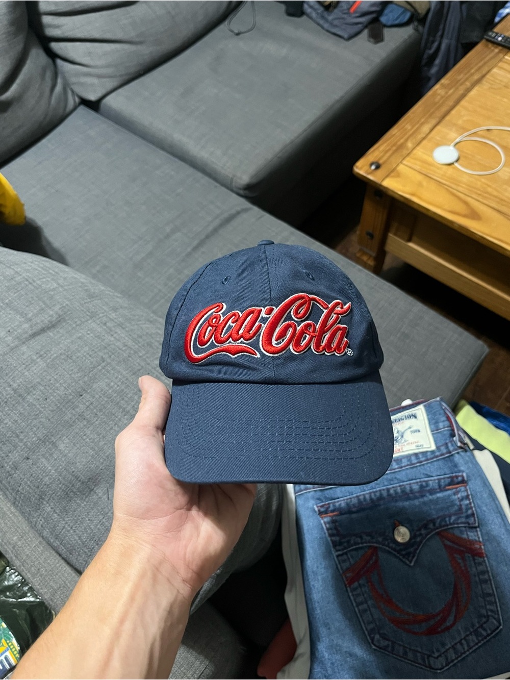 Coca Cola Navy Baseball Cap with Red Script Logo